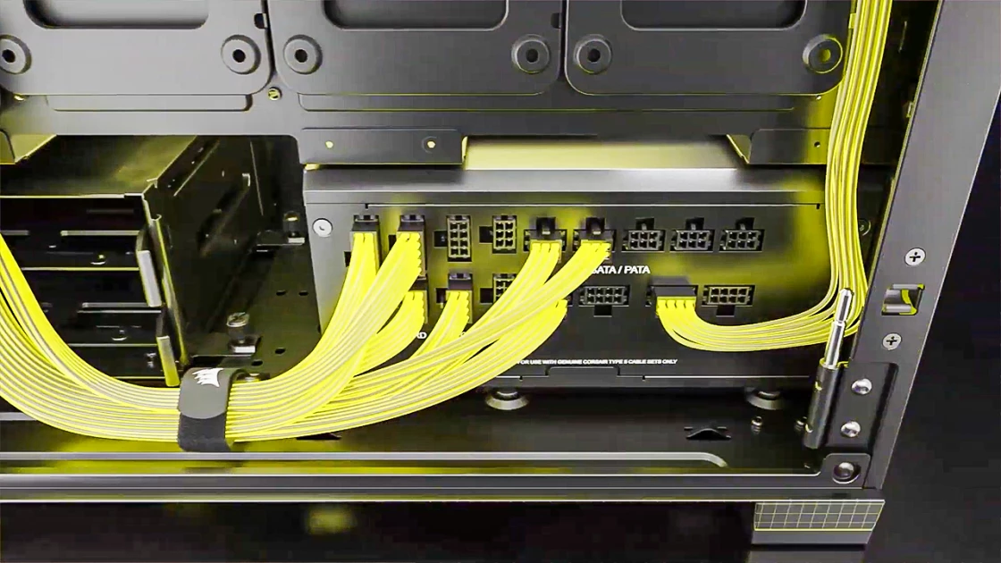Corsair has finally done it: the first power supply with cables sticking out from the side!