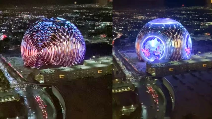 ΒΙΝΤΕΟ: Άναψε η τεράστια LED σφαίρα των $2 δισεκατομμυρίων στο Las Vegas!