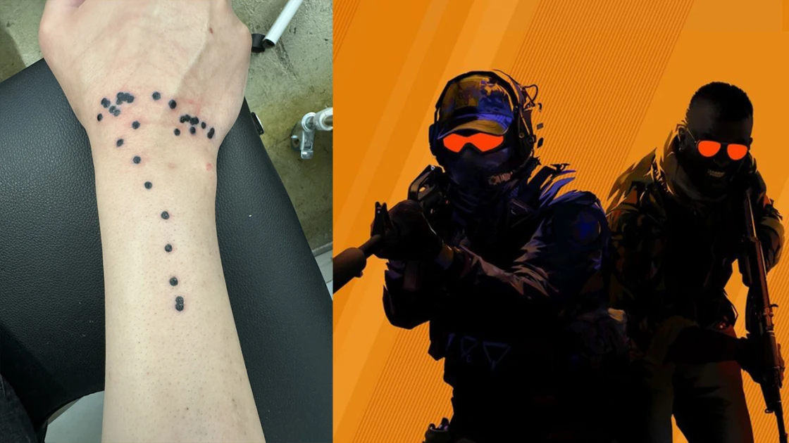 Counter Strike player goes viral for weirdest gaming tattoo you’ve ever seen