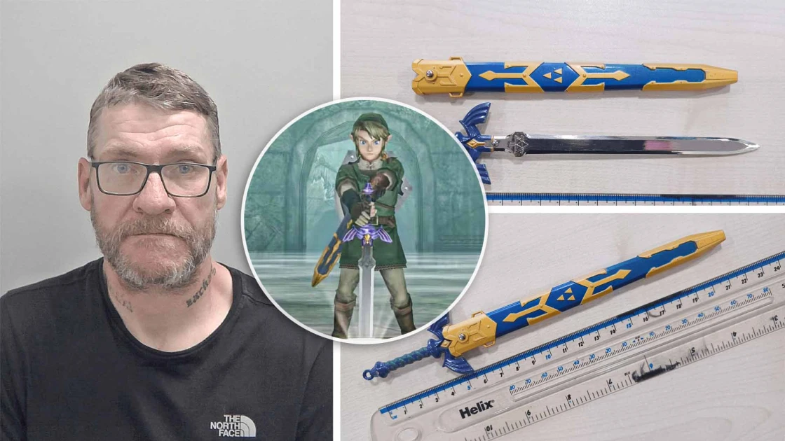 He was walking around with a regular master sword and was sentenced to prison.