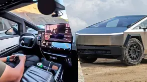 Τύπος παίζει παιχνίδι την ώρα που το Cybertruck του οδηγάει μόνο του...