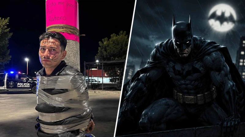  Ο Batman του Μεξικού κυνηγά κλέφτες και τους κολλά με ταινία σε κολώνες (EIKONΕΣ & ΒΙΝΤΕΟ)