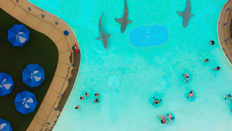 Καρχαρίες σπέρνουν πανικό στο trailer του Water Park Shark