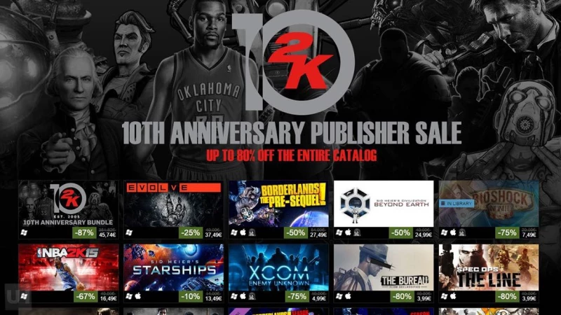 2K 10th Anniversary Steam Sale